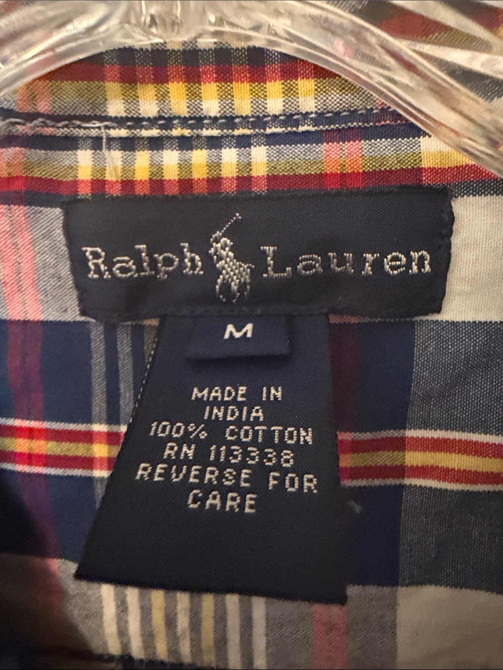 Ralph Lauren Navy, White & Yellow Plaid Short-Sleeve Button-Down Shirt - Picture 3 of 5